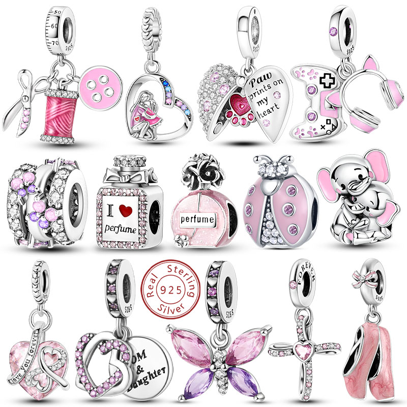 Perfume Fine Fragrance - Dijes rosas originales de Plata de